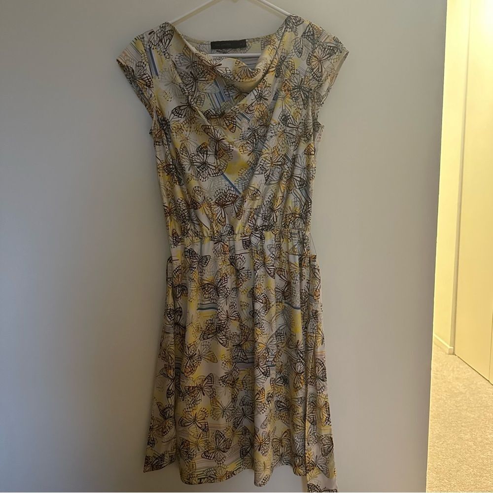 The limited XS golden summer butterfly girly feminine satin belted dress